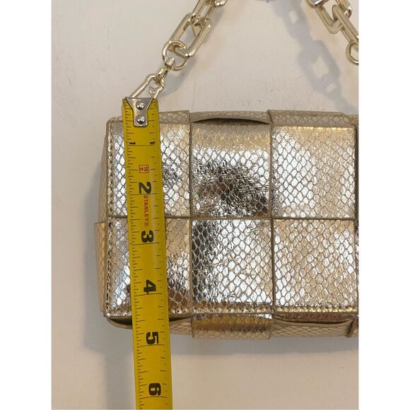 Steve Madden Woven Metallic Snake Clutch Bag NWOT
